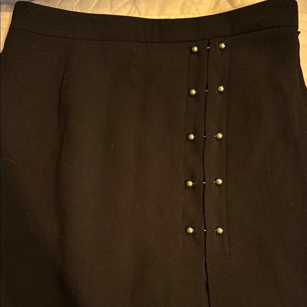 Chic Black Skirt with Gold Button Accents